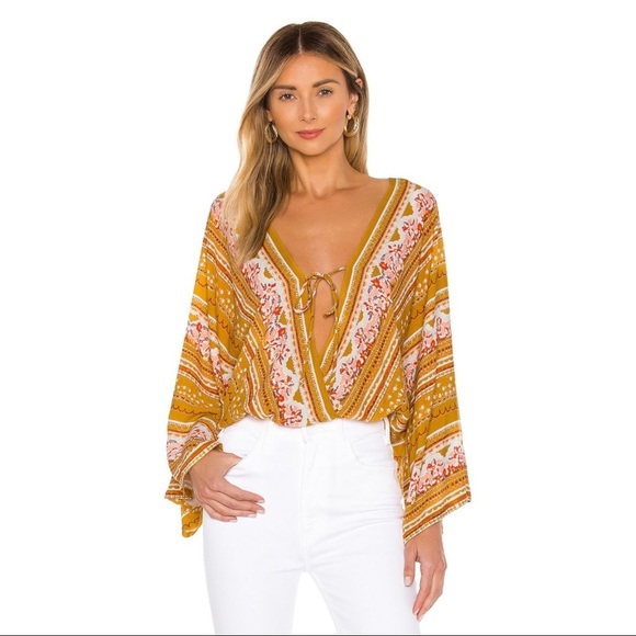 Free People NWT Gold Combo Bodysuit Size S - Picture 3 of 10